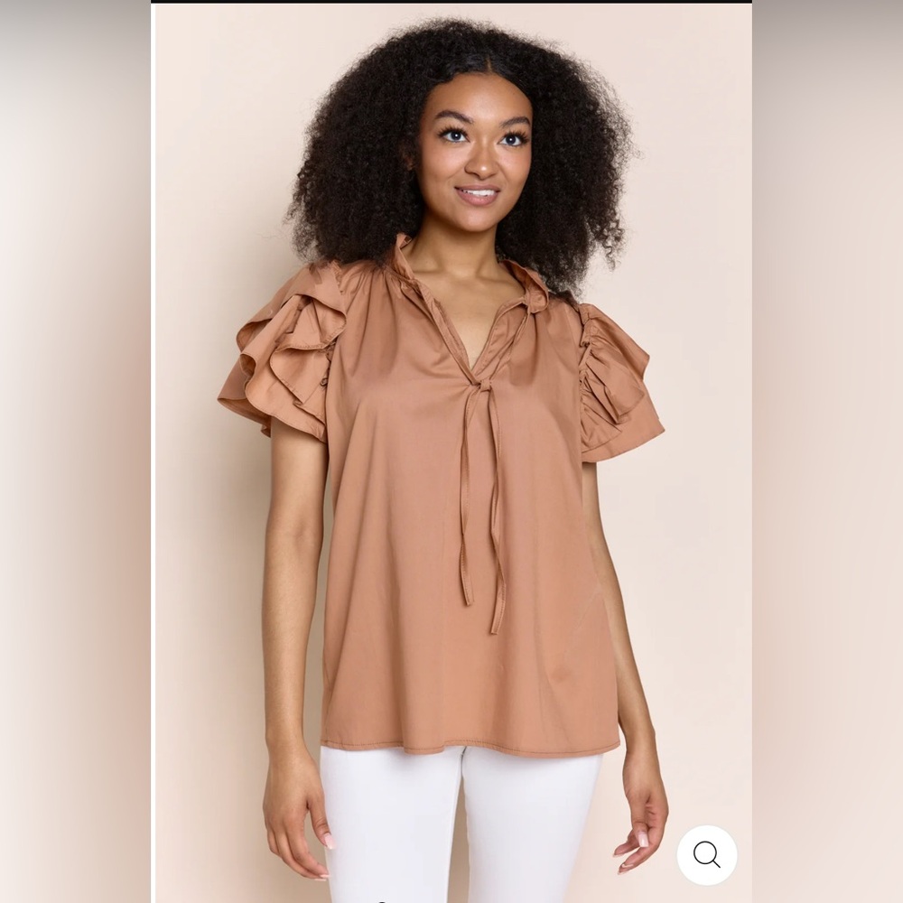 SOFIA MADE IN ITALY Ruffle Sleeve Kata Top - L